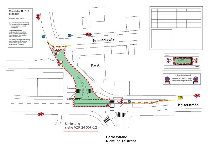 Kanalbauarbeiten im Bereich Gerberstraße/ Kaiserstraße
