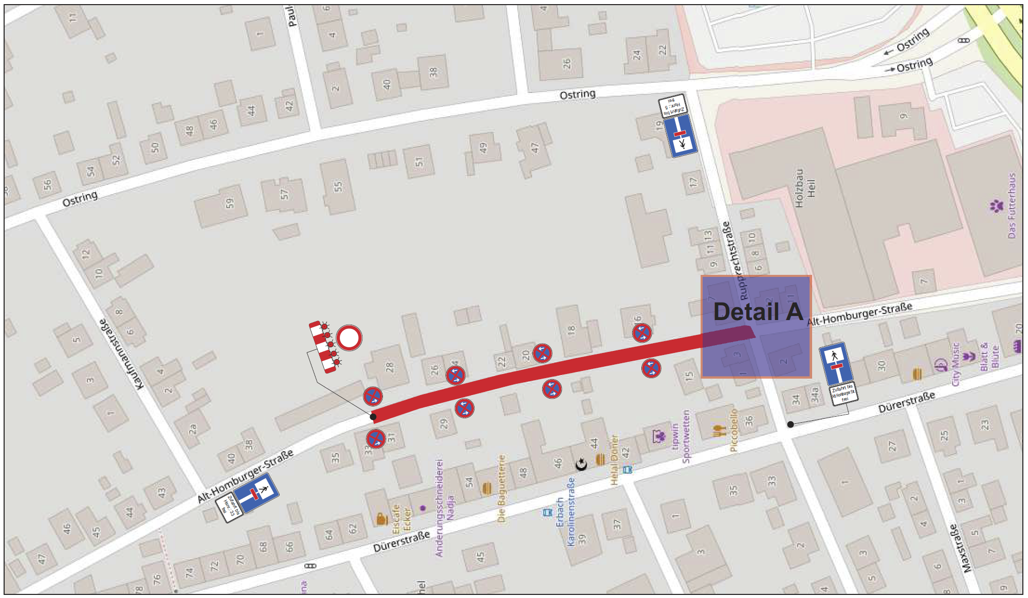 Anstehende Kanalbauarbeiten - Alt-Homburger Straße