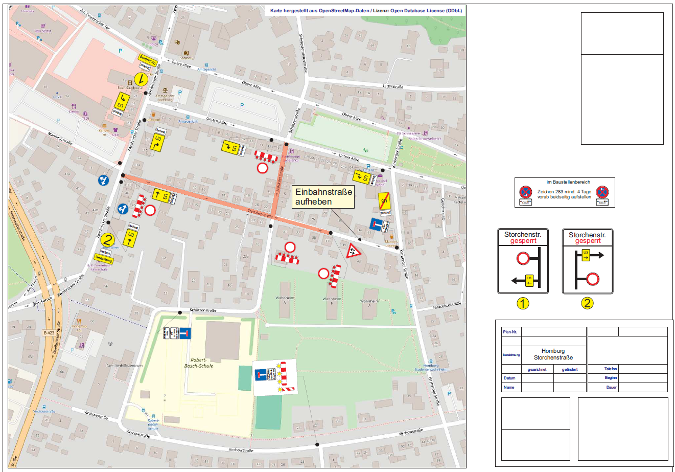 Anstehende Kanalbauarbeiten - Storchenstraße / Schützenstraße